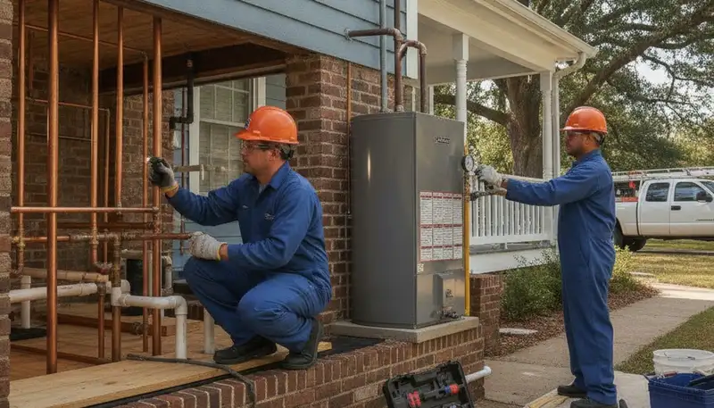 Virginia Beach, VA plumber repairing a leak for residential plumbing service