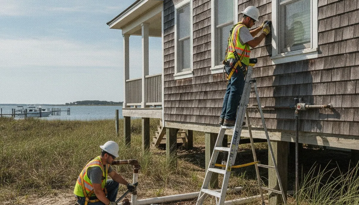 Virginia Beach, VA plumber repairing a plumbing system for residential service call