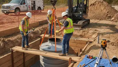 Septic tank installation team working in Virginia Beach, VA for residential plumbing service