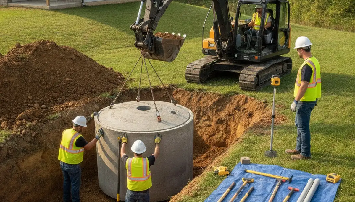 Virginia Beach, VA septic tank installation by professional plumbers for residential service setup
