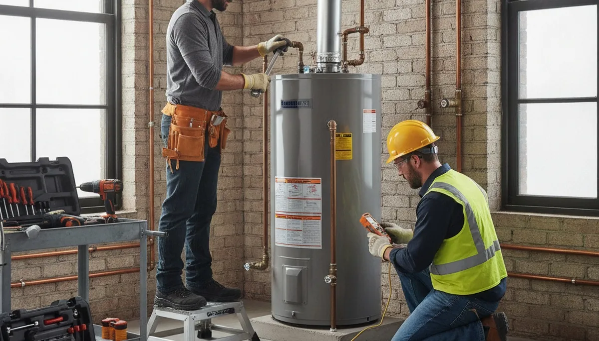 Virginia Beach plumber repairing water heater for home service in Virginia Beach, VA
