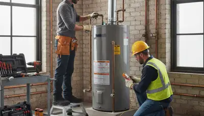 Virginia Beach plumber repairing water heater for home service in Virginia Beach, VA